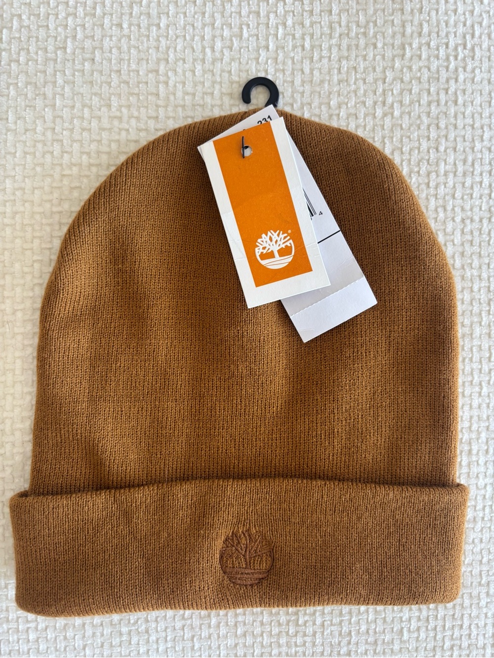 Timberland Ribbed Knit Cuffed Beanie in Caramel Brown